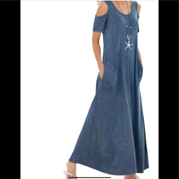 Soft Surroundings Dresses & Skirts - Soft Surroundings Electra Blue Cold Shoulder Maxi { worn Once }